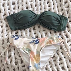 Kona Sol Green and Floral Bikini Set